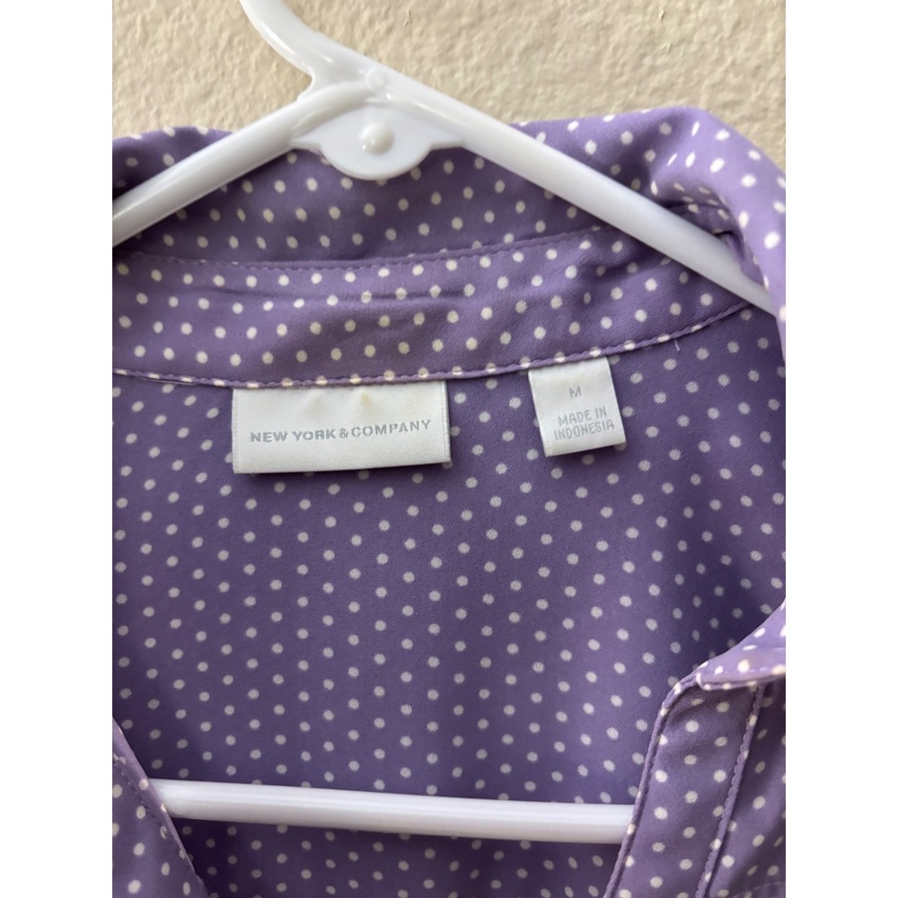 New York & Company Purple Polka Dot Button Down Roll Tab Sleeve Blouse Med
A1104 - Picture 3 of 5